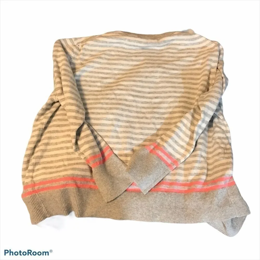 Gap Girls Gray Pink Stripe Cardigan Medium
